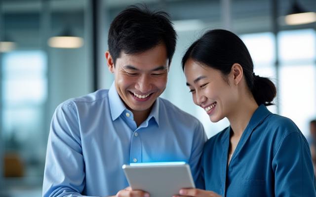 성공적인 커리어 전환을 돕는 전문가와 멘티가 친근하게 대화하는 모습